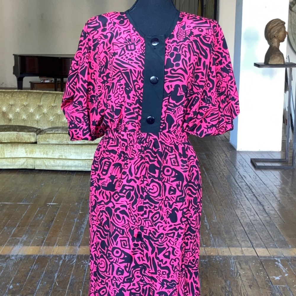 Pink and black 80s skirt set - Picture 8 of 15
